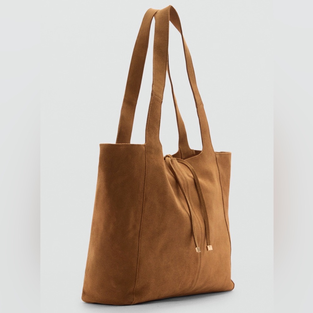 Mango Leather Shopper Bag